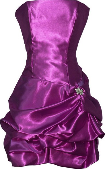 Strapless Short Satin Dress With Ruffles