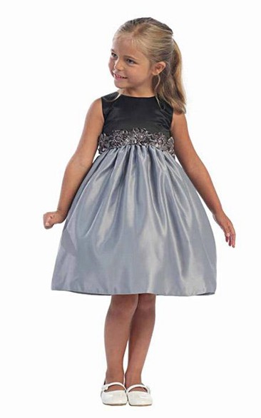 Midi Tiered Satin Flower Girl Dress