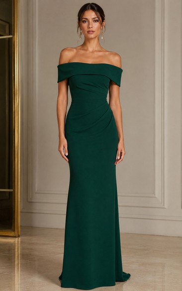 Dark Green Off-the-Shoulder Sheath Formal Gown