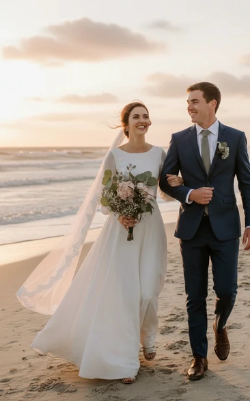 Simple Modest Chiffon Bridal Dress