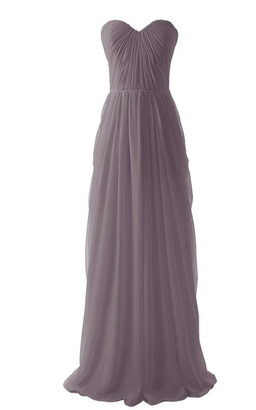 Strapless Full Length Gown With Pleated Bodice