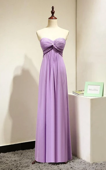 Sweetheart Pleated A-line Chiffon Floor Length Dress Lilac
