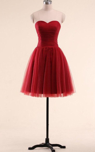 Mini A-line Sweetheart Sleeveless Pleats Tulle Dress