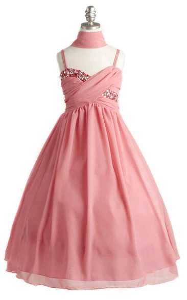 Sleeveless Dress With Criss-cross Ruching and Sequins