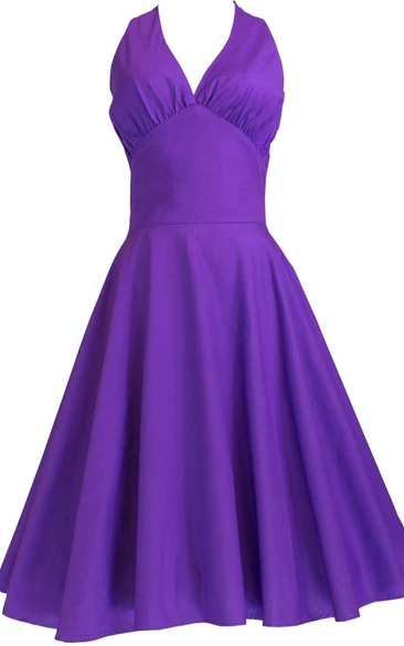 Sleeveless V-neck A-line Dress With Pleats