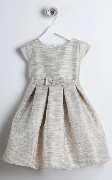 Cap-Sleeve Bowed Flower Girl Dress