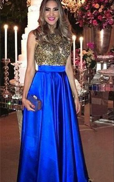 Newest Beadings Royal Blue Evening Dress A-line Zipper Sleeveless