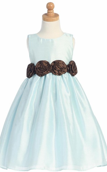 Tea-Length Tiered Organza Flower Girl Dress