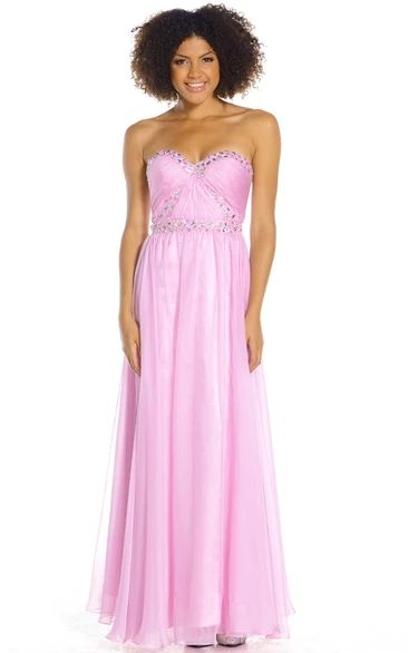 Beaded Sweetheart Sleeveless Chiffon Prom Dress
