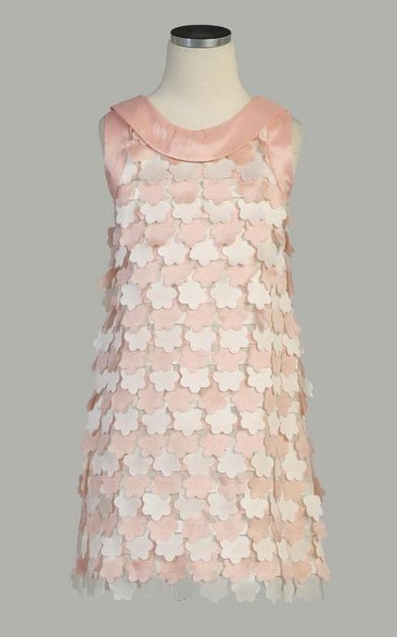 Knee-Length Sleeveless Floral Taffeta Flower Girl Dress
