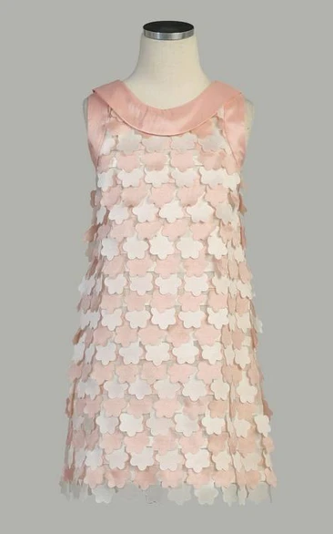 Knee-Length Sleeveless Floral Taffeta Flower Girl Dress