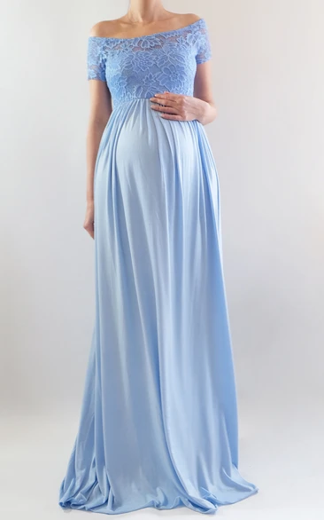 A-line Illusion Short Sleeve Empire Maternity Dress