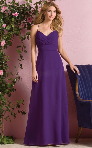 Sleeveless Floor-Length Bridesmaid Dress With Keyhole Back And Pleats