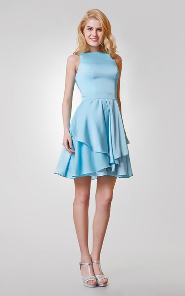 Sleeveless Short A-line Jersey Dress With Tiers