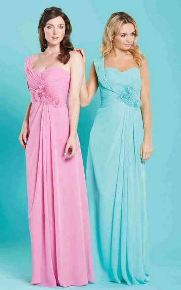 Maxi One-Shoulder Criss-Cross Sleeveless Chiffon Bridesmaid Dress