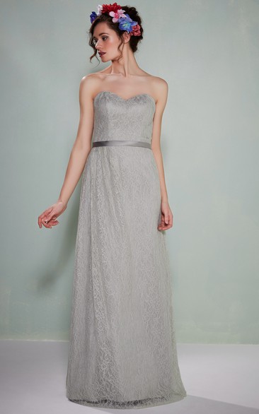 Sleeveless Sweetheart Lace Bridesmaid Dress