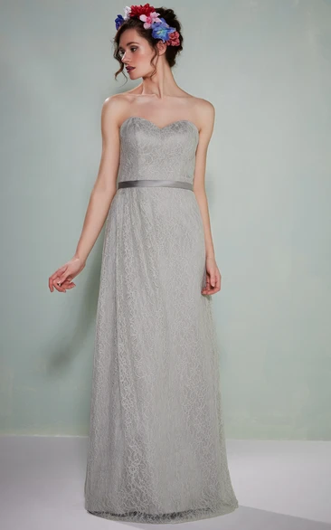 Sleeveless Sweetheart Lace Bridesmaid Dress