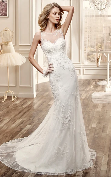 Sweetheart Cap-Sleeve Mermaid Wedding Dress With Illusive Neckline And Back