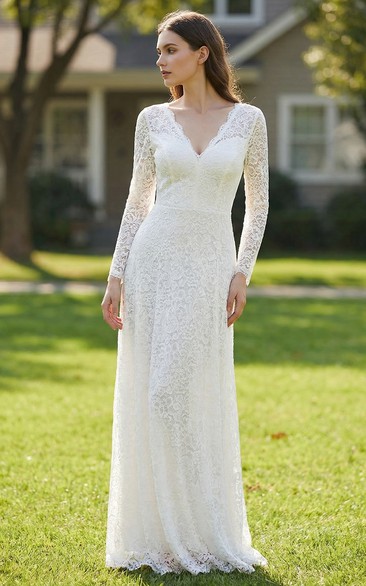 Plus Size Lace A-Line Gown with Detachable Sleeves