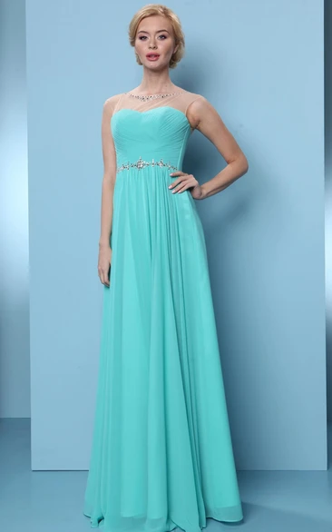 Bateau Neck Criss-Cross Sleeveless Chiffon Bridesmaid Dress