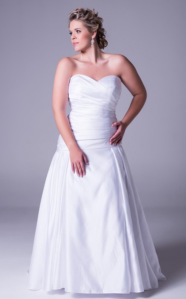 Sweetheart Satin Plus Size Wedding Dress With Criss Cross And Zipper