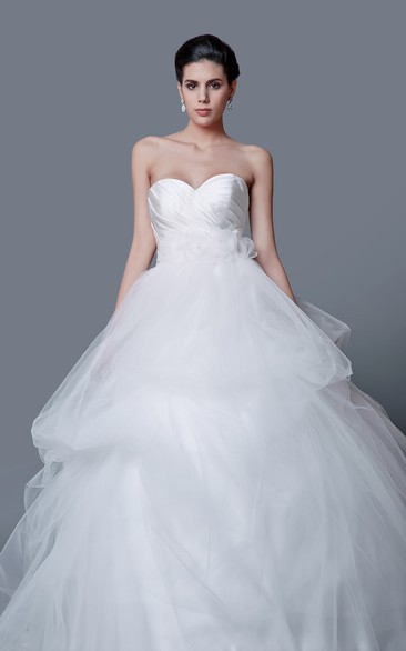 Glamorous Sweetheart Backless Satin and Tulle Ball Gown