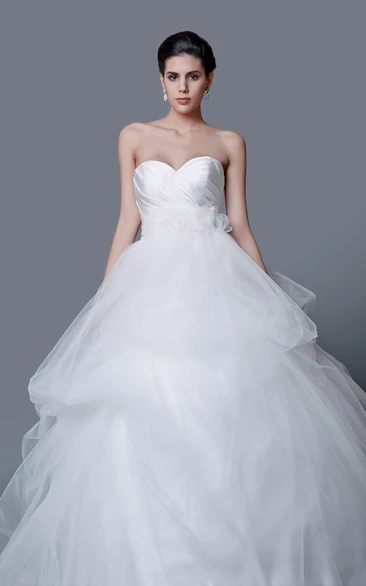 Glamorous Sweetheart Backless Satin and Tulle Ball Gown
