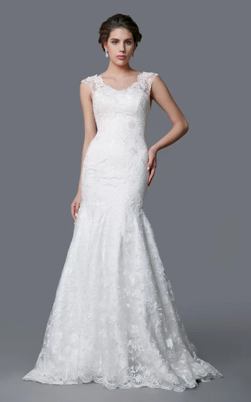 Tulle and Lace Sweetheart Gown With Keyhole Back and Beaded Waist