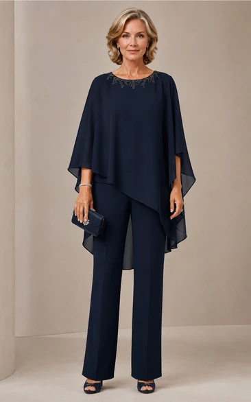 Dark Navy Cape Mother Pantsuit Dark Navy Jewel Jumpsuit Ankle-length