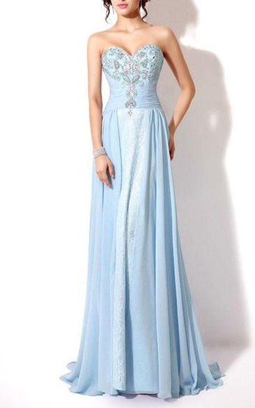 Comfortable Sweetheart Beaded Lace-Up Long Prom Dress