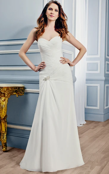 Sheath Sweetheart Chiffon Wedding Dress With Criss Cross And Zipper