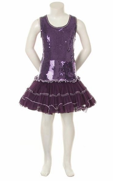 Short Sleeveless Sequins Flower Girl Dress