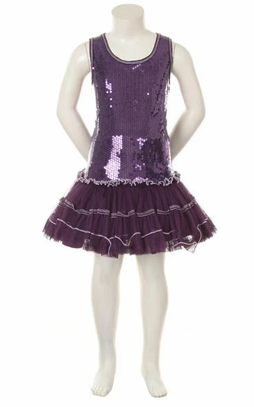 Short Sleeveless Sequins Flower Girl Dress