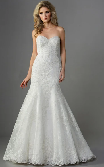 Sweetheart Mermaid Gown With Allover Lace Appliques