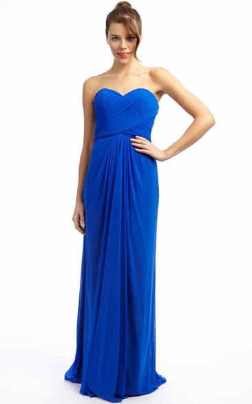 Sheath Sweetheart Criss-Cross Floor-Length Empire Sleeveless Chiffon Prom Dress With Beading