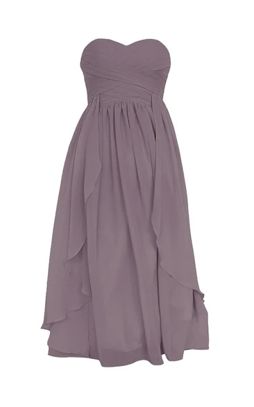 Sleeveless Sweetheart Back Zipper Draped Skirt