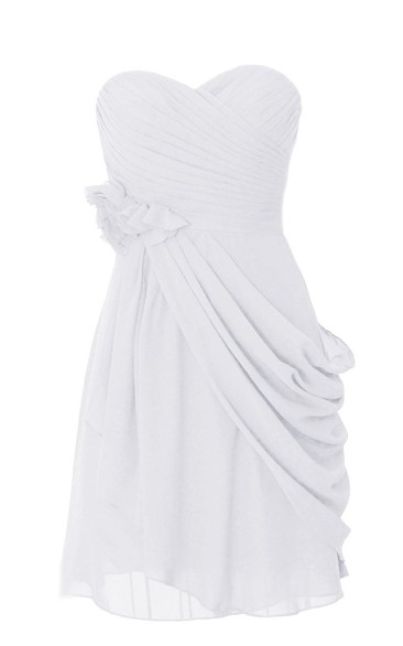 Sweetheart Asymmetrical Ruched Short Layered Chiffon Dress