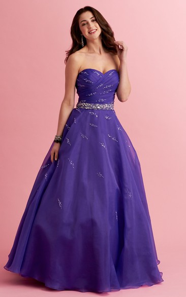 A-Line Sweetheart Sleeveless Dress With Criss Cross And Beading