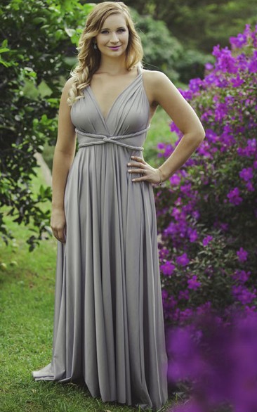 Halter Ruched Sleeveless Chiffon Bridesmaid Dress With Straps