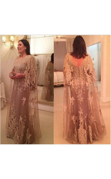 Scoop Neck Mermaid Lace Long Bridal Dress With Long Bell Sleeve