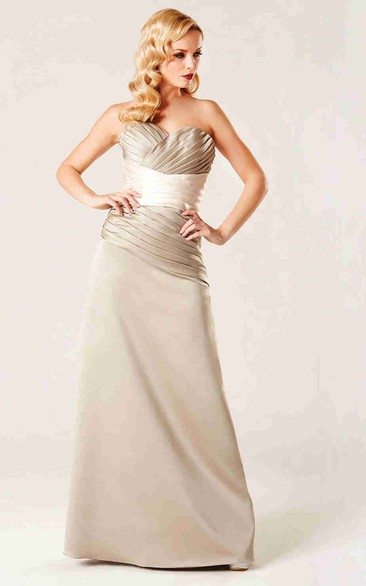 Criss-Cross Sleeveless Sweetheart Satin Bridesmaid Dress With Lace-Up