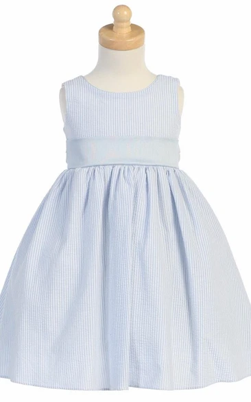 Tea-Length Tiered Sleeveless Flower Girl Dress