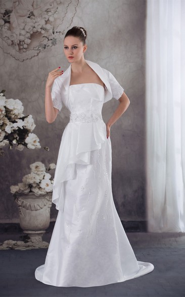 Sleeveless Jeweled Sheath Bolero and Dress With Peplum