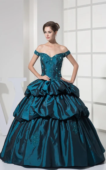 Strapped Pick-Up Corset Back and Ball-Gown With Appliques