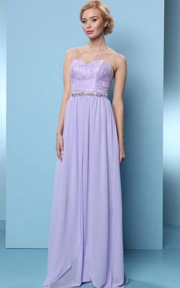 Floor-Length Appliqued Sweetheart Sleeveless Chiffon Bridesmaid Dress