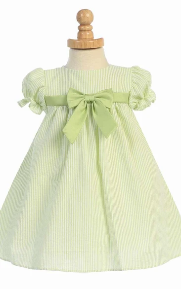 Tea-Length Cap-Sleeve Tiered Flower Girl Dress With Split