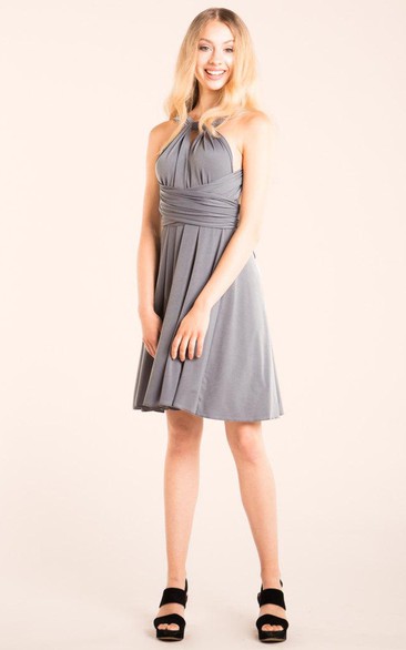 A-Line Short Sleeveless Chiffon Backless Dress