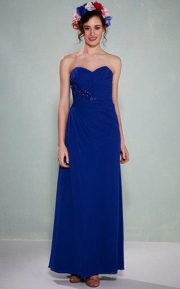 Ankle-Length Sweetheart Sleeveless Criss-Cross Chiffon Bridesmaid Dress