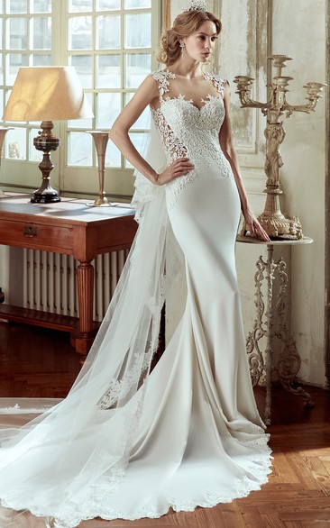 Sweetheart Satin Wedding Dress With Lace Bodice And Open Back