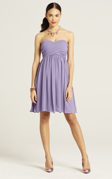 Sweetheart Short Chiffon Dress With Pleats And Ruching